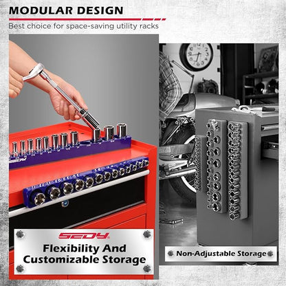 2-Piece 3/8"-Drive SAE Magnetic Socket Organizer Set - Image 3