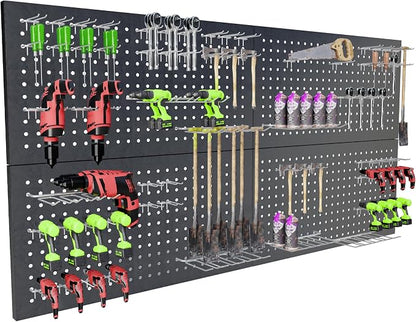 4 Pack Metal Pegboard Panels 24" x 12" Black Heavy Duty Steel Pegboard Wall - Image 2
