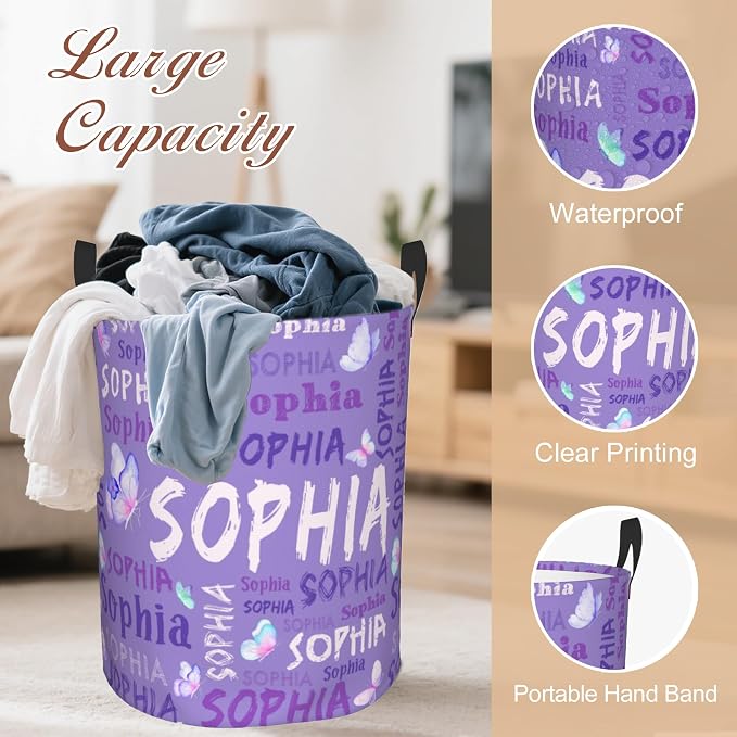 Custom Name Laundry Hamper, Personalized Laundry Basket - Image 4