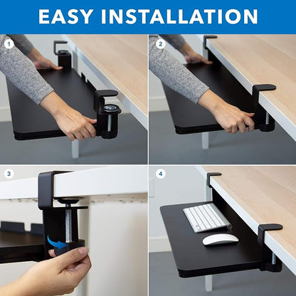 Mount-It! Clamp-On Under Desk Keyboard Tray, No-Drill Slide-Out Keyboard & - Image 5