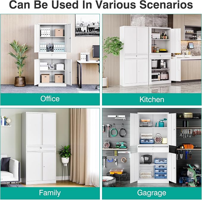 SISESOL White Metal Storage Cabinet - Image 4