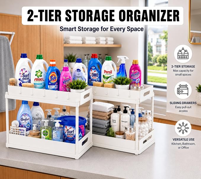 Expandable Under Sink Organizer_2 Tier Under Cabinet Organizer - Image 4