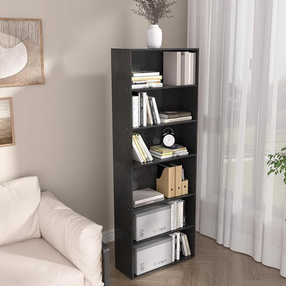 Wooden 6 Tier Book Shelf, 6 Cube Storage Organizer, 6 Tier Low Bookcase Storage - Image 2