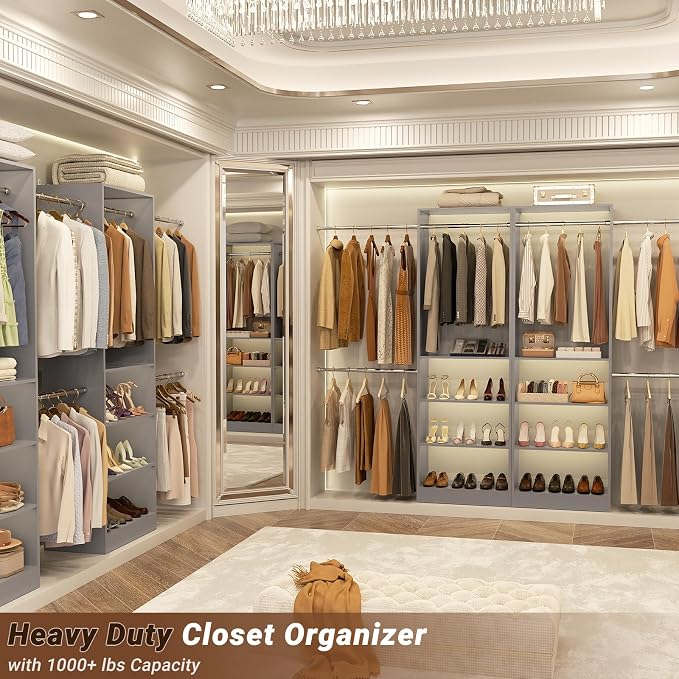 Homieasy Closet System, 4.5-11.5 Ft Expandable Closet Organizer, Walk-in Wood - Image 7