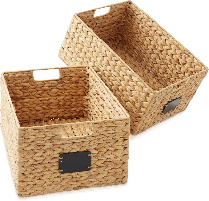 Casafield Set of 2 Water Hyacinth Pantry Baskets, 12-1/2" x 17" x 8", - Image 3