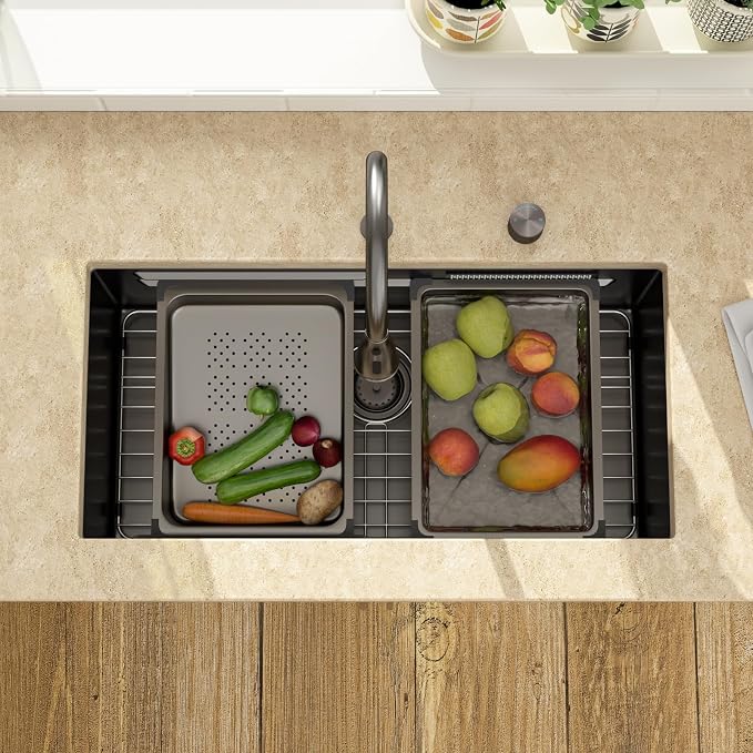 Lordear 30 Inch Waterfall Kitchen Sink Black - Image 2