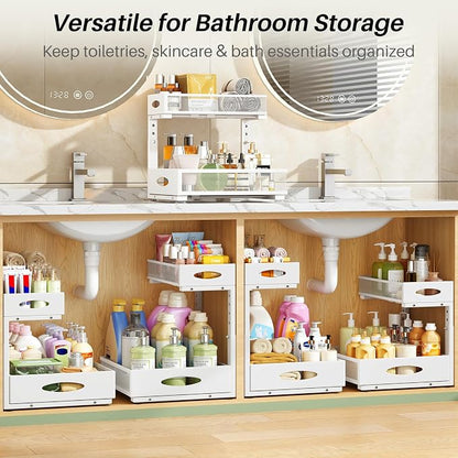 Under Sink Organizer, L-Shaped Adjustable Height, Mesh Sliding Drawer - Image 8