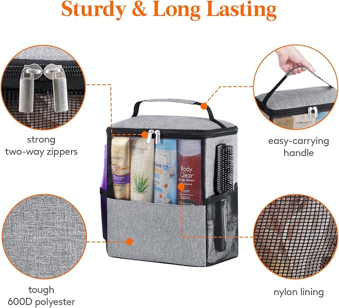 Lifewit Shower Bag Mesh Shower Caddy Portable College Dorm Room Essentials Tote - Image 6