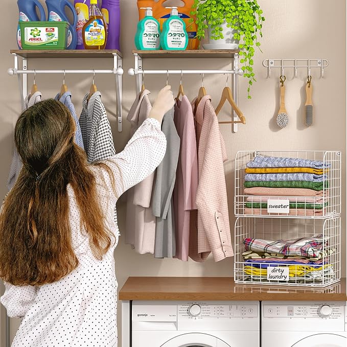 DAOUTIME 2 Set Laundry Room Wall Mounted Shelves - Image 4
