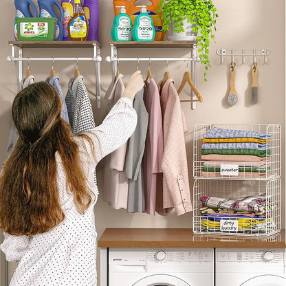 DAOUTIME 2 Set Laundry Room Wall Mounted Shelves - Image 4