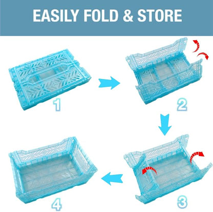 Mid Size Pastel Plastic Storage Crates and Baskets, Collapsible Crates - Image 4