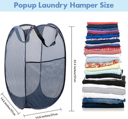 DUCOO Pop Up Laundry Hamper, 70L Collapsible Mesh Laundry Basket - Image 2
