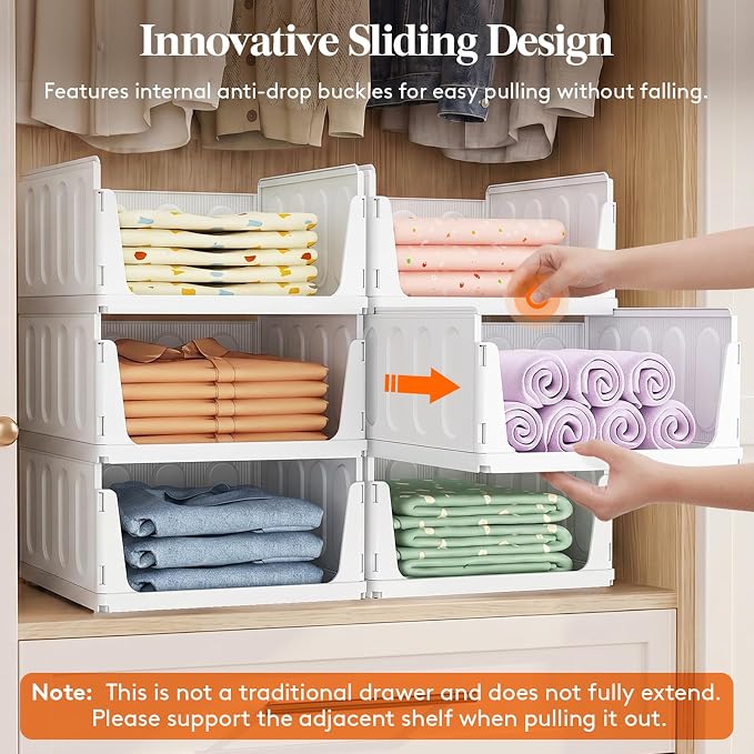 Lifewit 6 Pack Stackable Closet Organizers and Storage Basket - Image 4