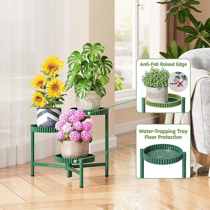 Plant Stand Indoor Outdoor, 3 Tier Corner Metal Flower Display Holder Shelf - Image 4