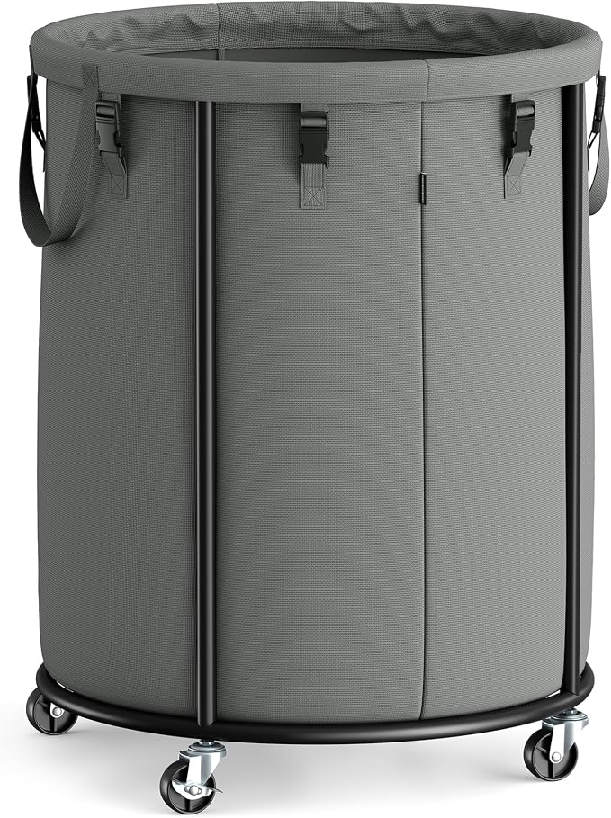 SONGMICS Laundry Basket with Wheels, Rolling Laundry Hamper with Steel Frame by Unknown