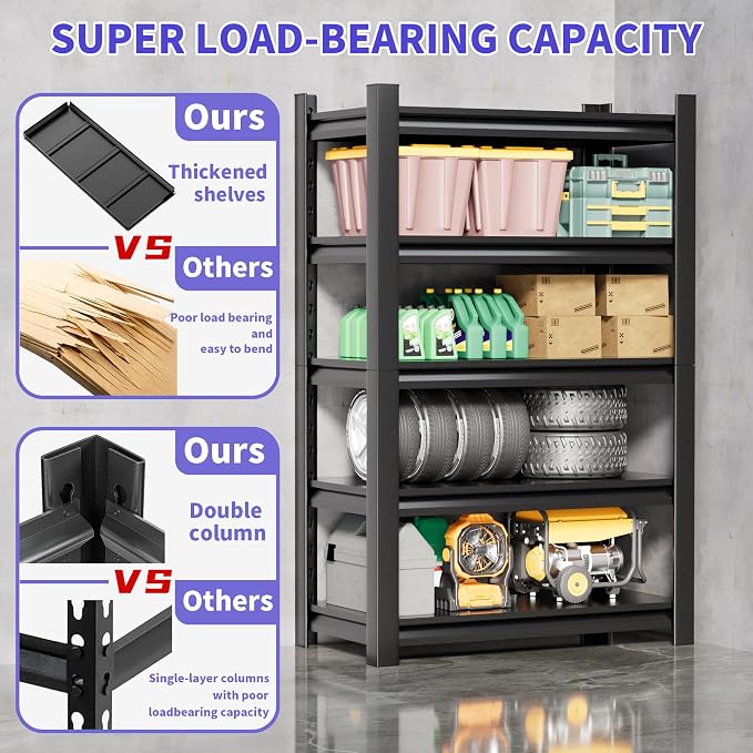 2 Set Garage Shelving Unit 72"H3000bls Heavy Duty Storage Shelves Easy Assembly - Image 7