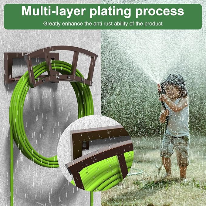2 Pack Garden Hose Holder Wall Mounted, Outdoor Heavy Duty Metal Water Hose - Image 6