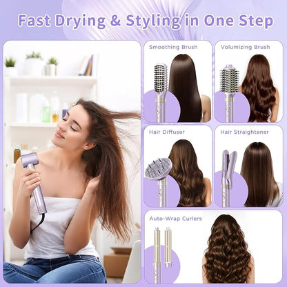 Hair Dryer Brush 8-in-1 Dual Voltage Hot Air Styler – Fast-Drying 110, 000 RPM - Image 2