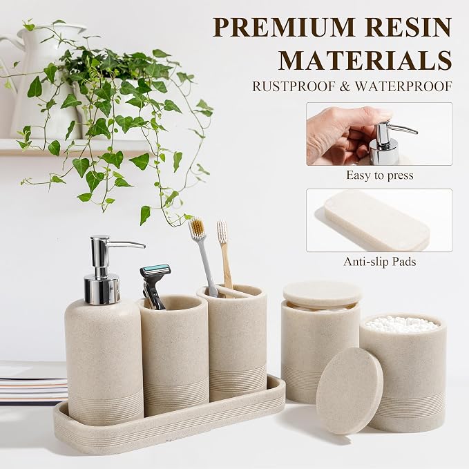 Bathroom Accessories Set, 6-Piece Bathroom Accessory Set, Toothbrush Holders Set - Image 5