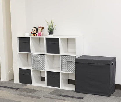 Simple Houseware 11-Inch Foldable Cube Storage Organizer Bin, Geometric Grey - Image 7