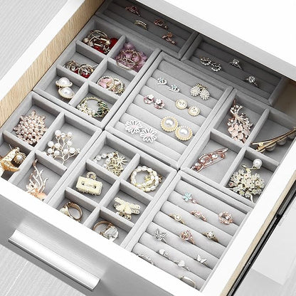 DesignSter Small Jewelry Tray, Velvet Jewelry Display Tray, Stackable Jewelry - Image 7