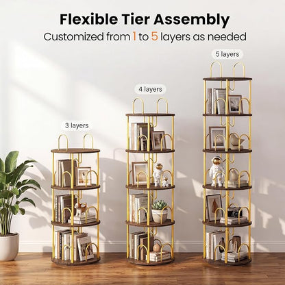 3 Tier Rotating Bookshelf, 360° Spinning Bookshelf Tower, Narrow Corner Book - Image 6