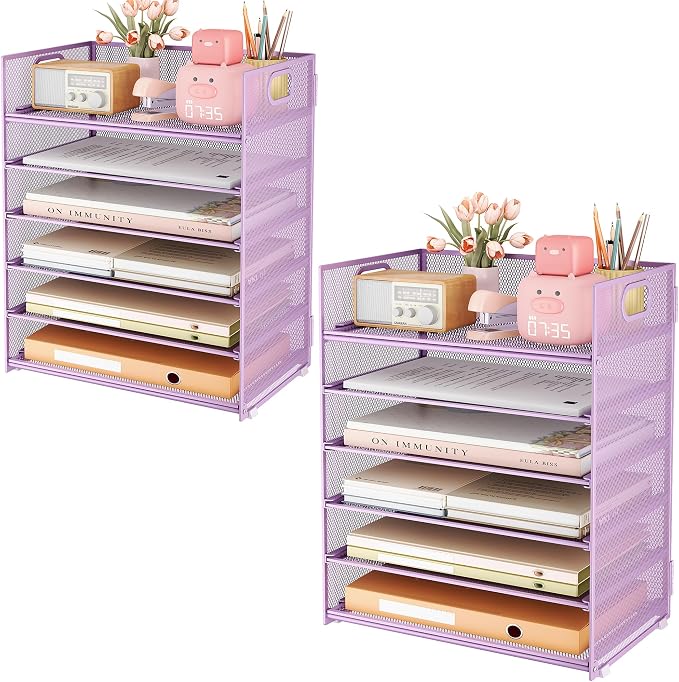 Subekyu 6-Tier Desk Paper Organizer, Desktop File Letter Tray by SUBEKYU