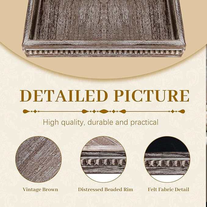 MAONAME Wood Serving Tray, Farmhouse Wooden Tray - Image 3