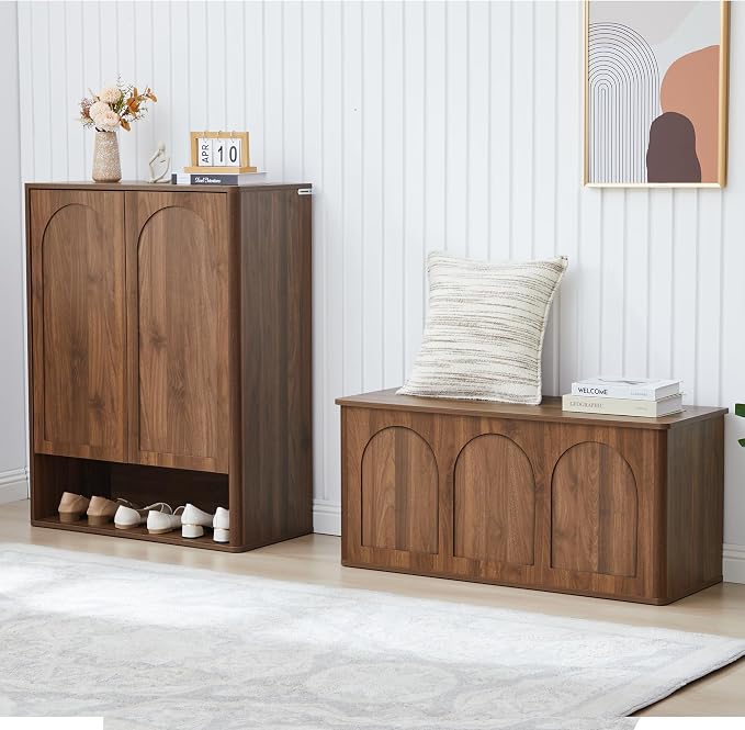 Storage Chest, Farmhouse Wooden Shoe Storage Bench - Image 9