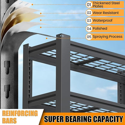 Heavy Duty Garage Shelving, Metal Storage Shelves, 5 Tier Adjustable Storage - Image 4