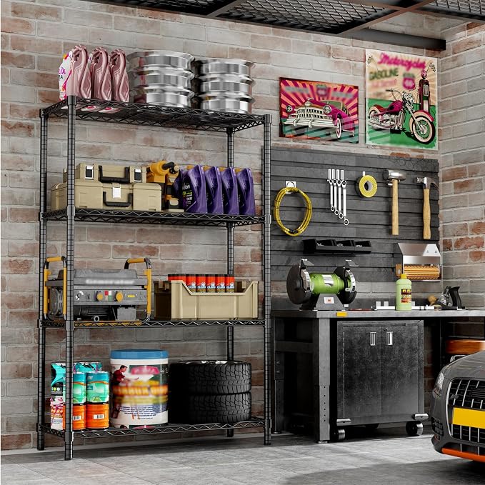 Storage Shelves Heavy Duty, 4-Tier Adjustable Metal Industrial Utility Shelf - Image 5