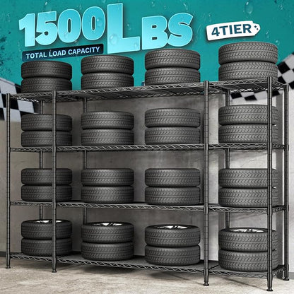 REIBII 78.4''W Storage Shelves, 4 Tier Wire Shelving Unit Loads 1500LBS - Image 4