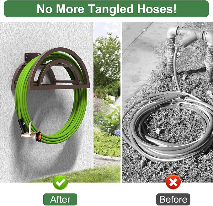 OLV Garden Hose Holder, Outdoor Hose Holder Wall Mounted Holds 125-ft Hose - Image 4