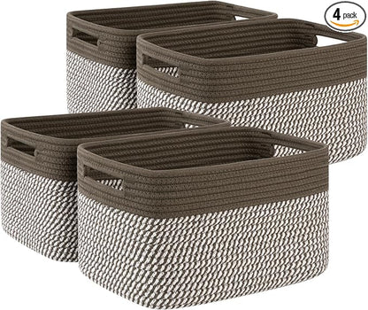4 Pack Storage Baskets for Organizing, Woven Baskets for Shelves by SIXDOVE