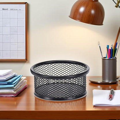 1Pc Black Metal Paper Clip Holder Mesh Paperclip Bowl Binder Clip Dispenser - Image 7