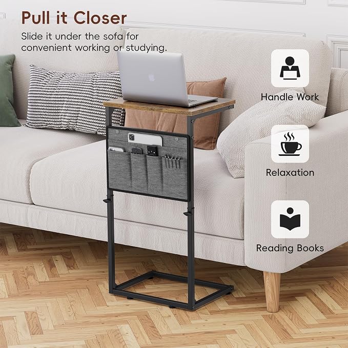 Vagusicc C Shaped End Table, Adjustable Height Small Couch Side Table - Image 6