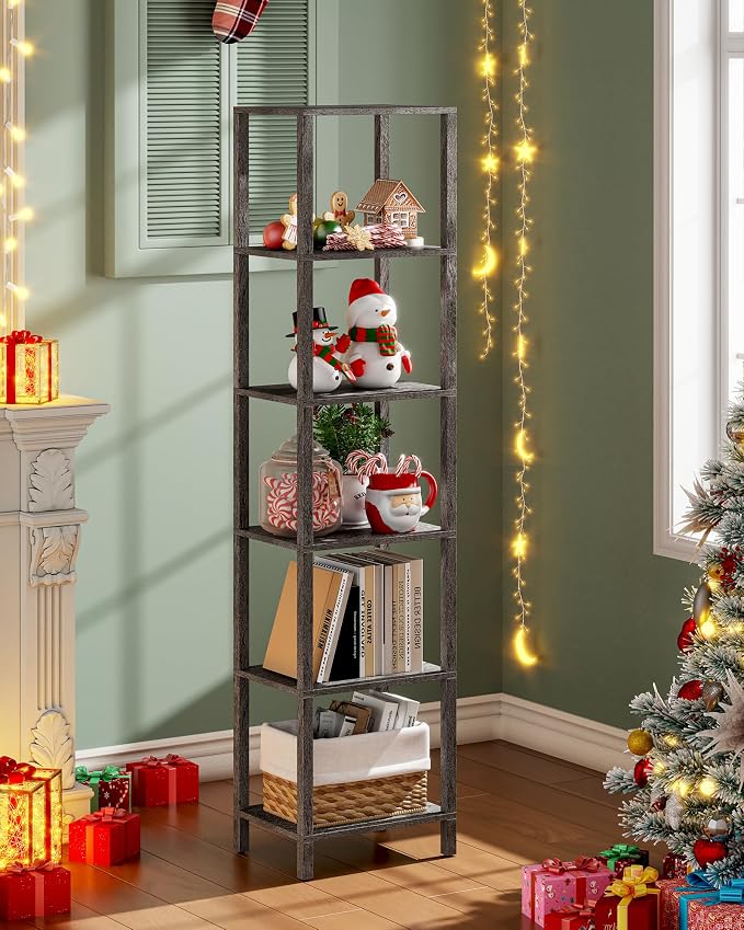 TUTOTAK Bookshelf, 6-Tier Tall Narrow Book Shelf - Image 8