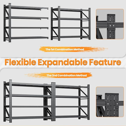 79”W Garage Shelving Heavy Duty, 7000LBS Metal Storage Shelves, 24” Deep - Image 6