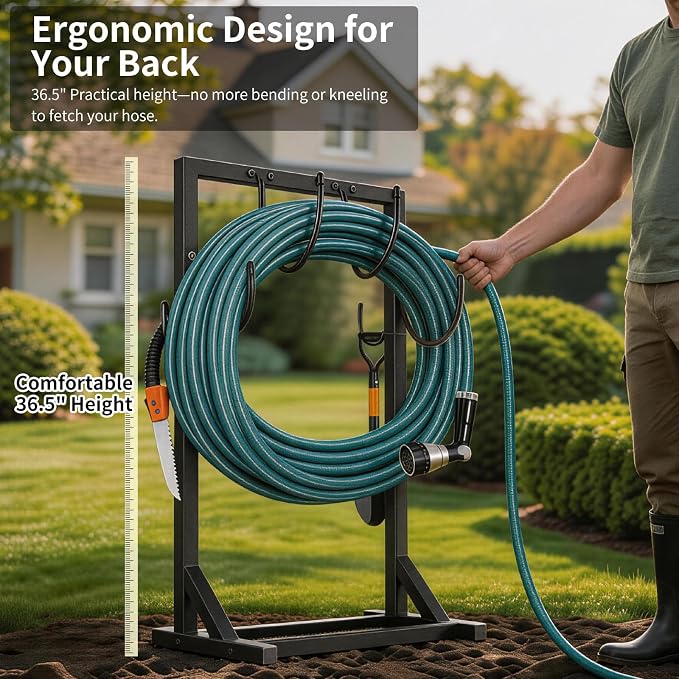 Garden Hose Holder Stand, BOLITE Heavy Duty Metal Hose Hanger, Holds 150ft | - Image 6