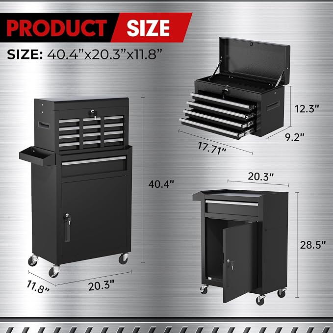 INTERGREAT Rolling Tool Chest, 5-Drawer Tool Box Organizer w/Lockable Wheels & - Image 3