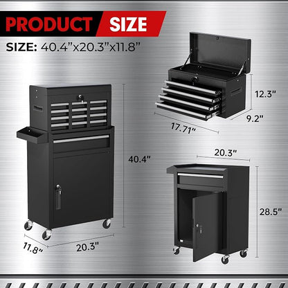 INTERGREAT Rolling Tool Chest, 5-Drawer Tool Box Organizer w/Lockable Wheels & - Image 3