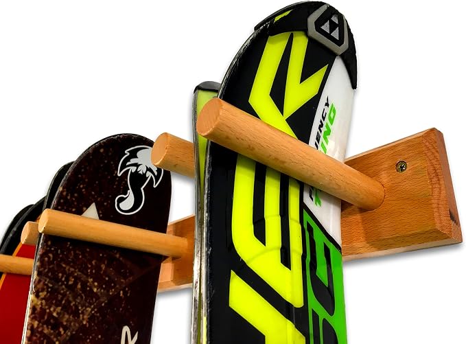 StoreYourBoard Timber Ski Wall Rack, 4 Pairs of Skis Storage, Wood Home and - Image 4