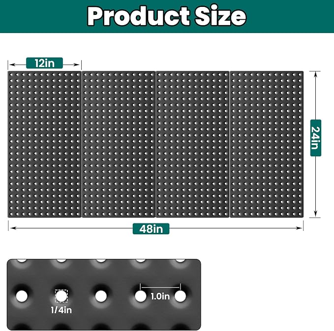 EVERHANGER Metal Pegboard Panels 24" x 12", Heavy Duty Steel Peg Boards - Image 2