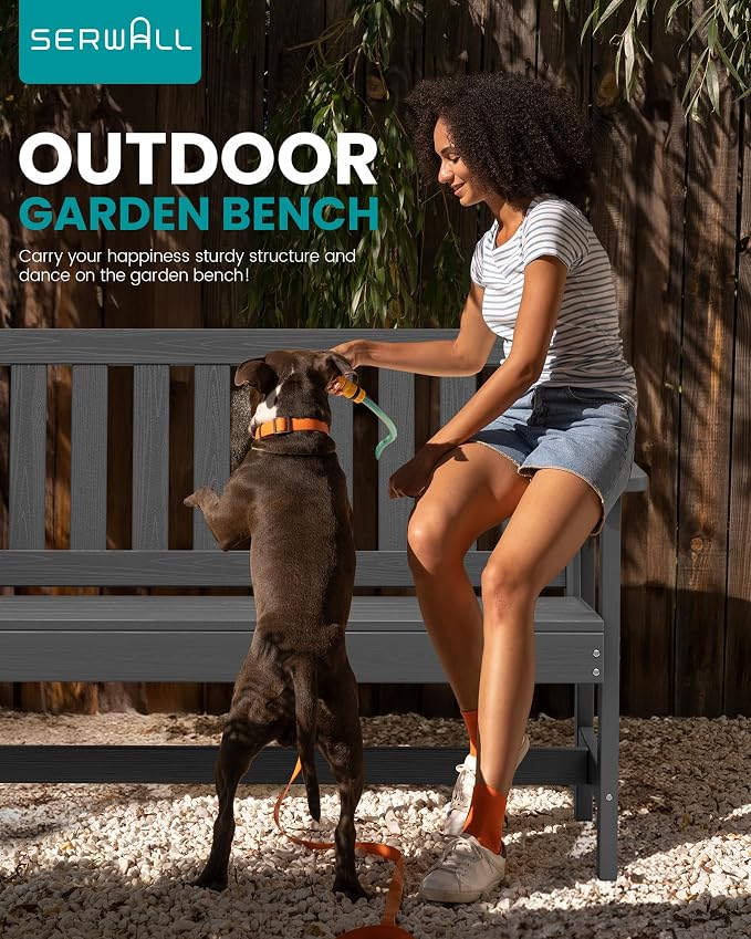 SERWALL HDPE Outdoor Bench, Weatherproof Porch Bench, 1 Pack, Suitable - Image 7