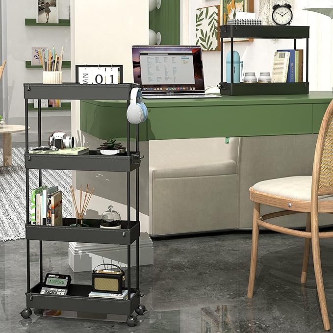 SPACEKEEPER Slim Rolling Storage Cart, 4 Tier Bathroom Cart Organizer, Mobile - Image 6