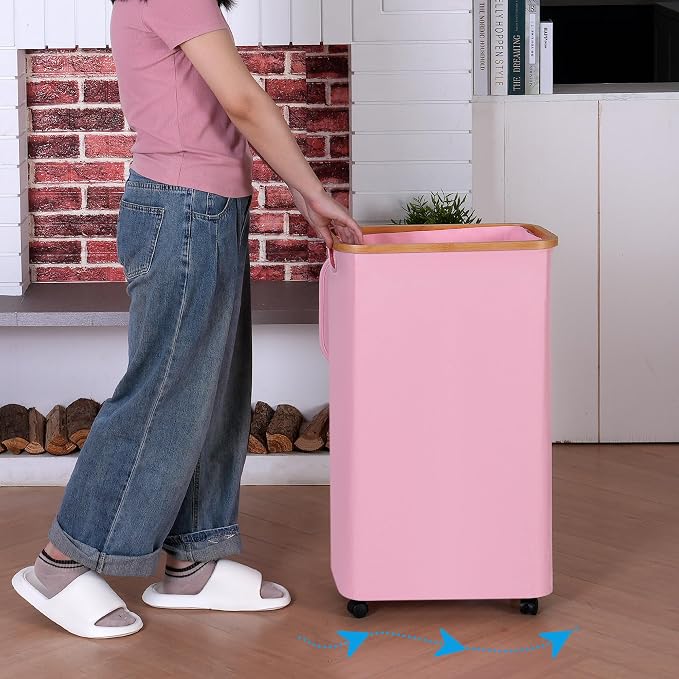 iEGrow 75L Laundry Hamper with Wheels, Clothes Hamper - Image 3
