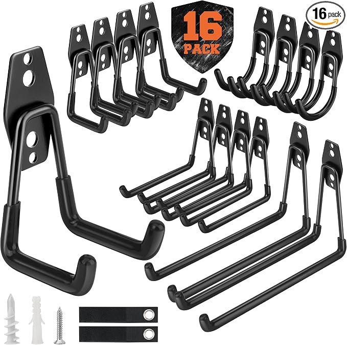 Nacial 16 Pack Garage Hooks Heavy Duty, Utility Steel Garage Storage Hook by NacialPromise-Consumersfirstalways