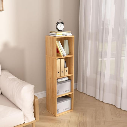 4-Tier Wooden Cube Storage Organizer, 42 Inch Tall Bookcase & Display Shelf - Image 7