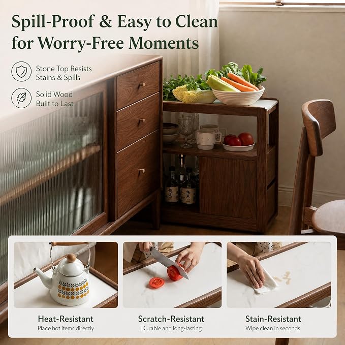 Solid Wood End Table with Storage Drawers, Narrow Side Table - Image 4