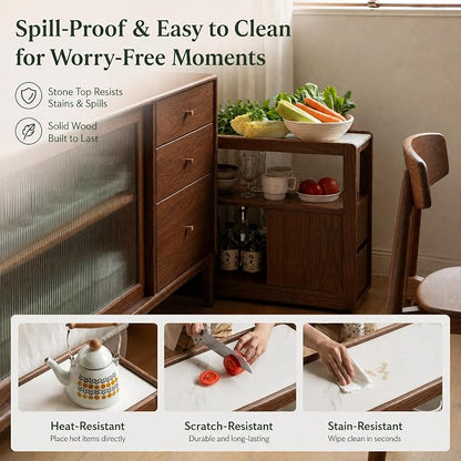 Solid Wood End Table with Storage Drawers, Narrow Side Table - Image 4